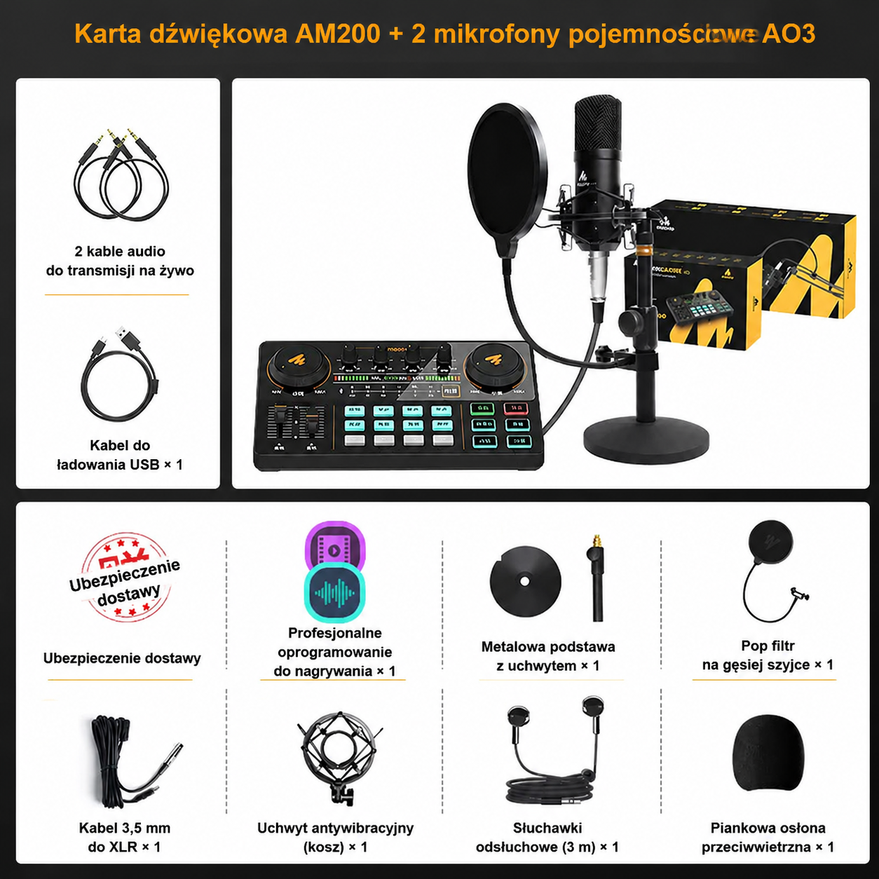 Zestaw sprzętu podcastowego - MaonoCaster Lite - Interfejs audio - Domowe studio nagrań