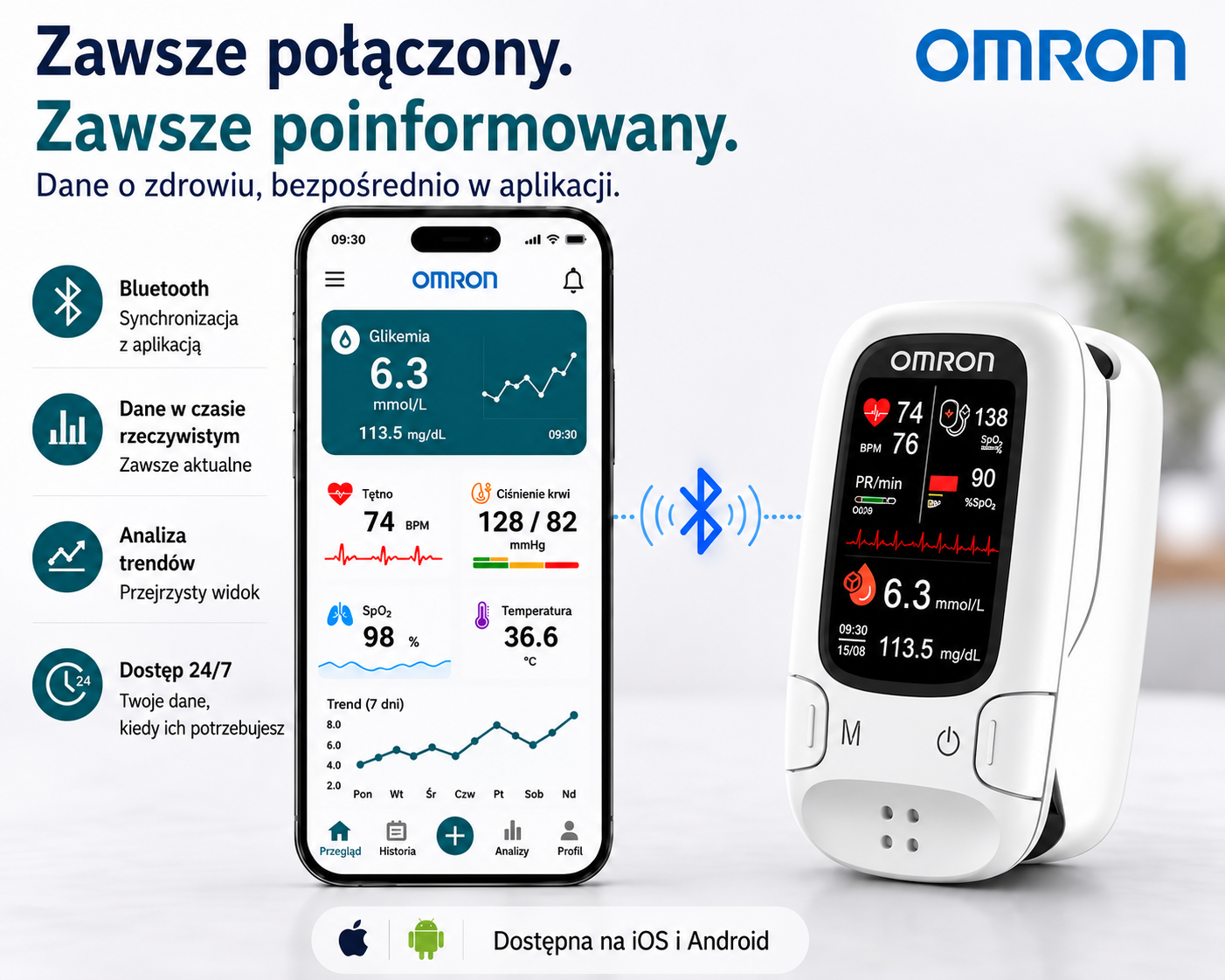 🔥Zaawansowana niemiecka technologia 2026🔥 Inteligentny glukometr bezinwazyjny Omron™: szybki, bezbolesny i bezigłowy pomiar poziomu glukozy we krwi🔥