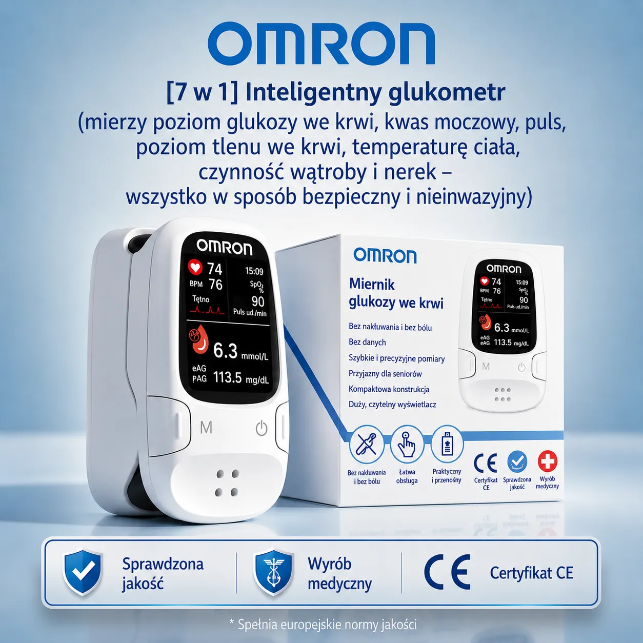 Omron™ wprowadza na rynek nowy, nieinwazyjny, inteligentny glukometr 🔥Wyprodukowano w USA🔥