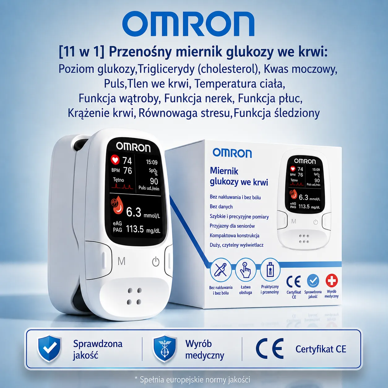 Omron™ wprowadza na rynek nowy, nieinwazyjny, inteligentny glukometr 🔥Wyprodukowano w USA🔥