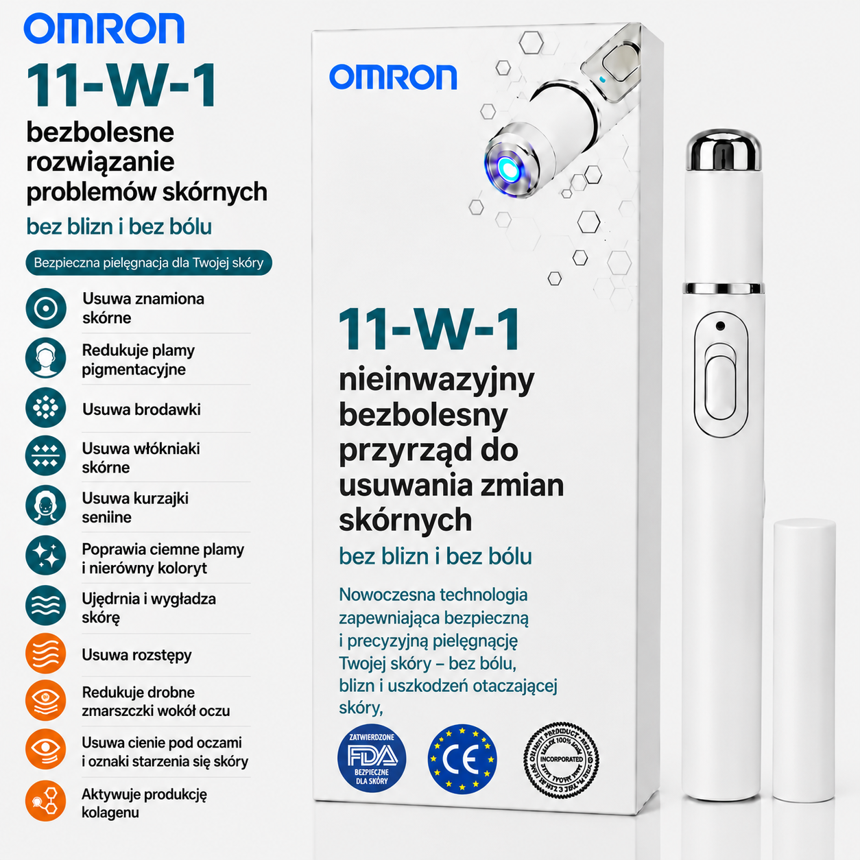 Wielofunkcyjne laserowe urządzenie OMRON™ do usuwania znamion na całym ciele – najnowszy model 2026, bezbolesne i nieinwazyjne rozwiązanie do pielęgnacji skóry. Umożliwia szybkie usuwanie znamion w zaciszu własnego domu, bez pozostawiania blizn. Wyproduko
