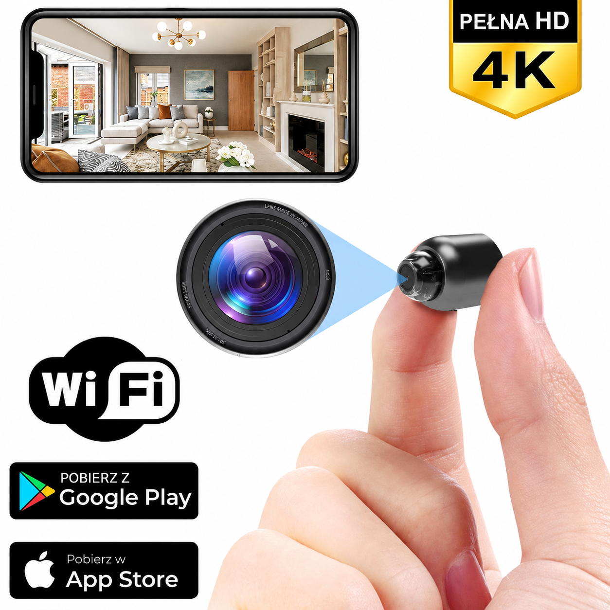 Kamera niania Full HD GFOUK™ Minieye (4K, szerokokątny obiektyw 110°)