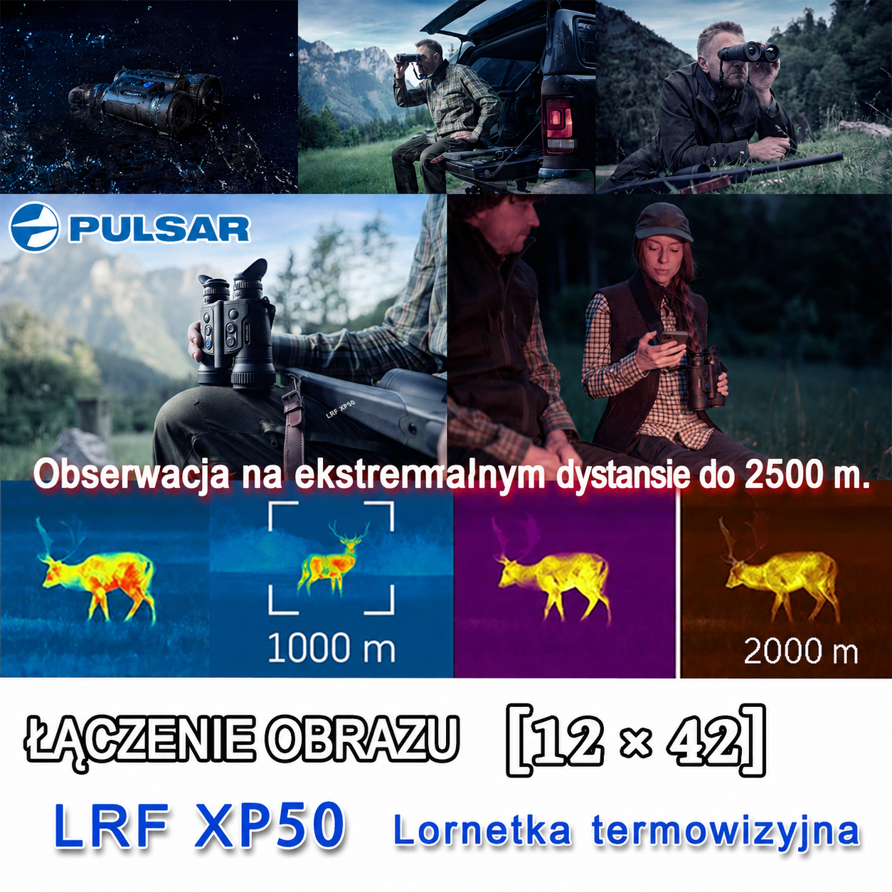 Klasyczna lornetka termowizyjna Pulsar-LRF XP50 – precyzyjna detekcja Lynred i ekstremalny zasięg śledzenia