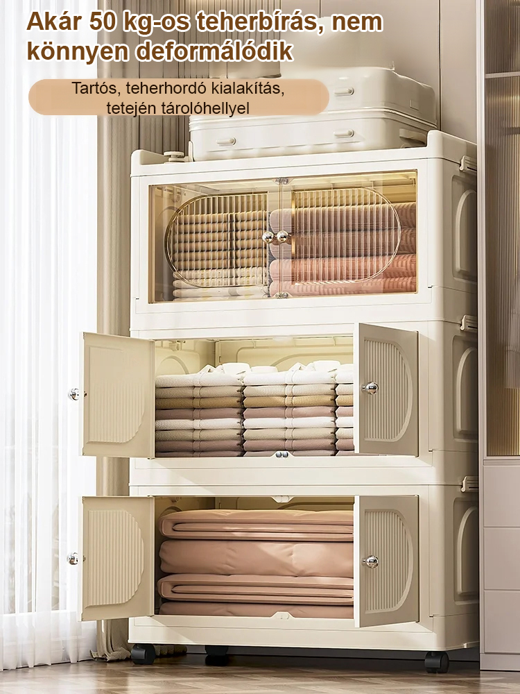 Szerelés nélküli, összecsukható tároló szekrény