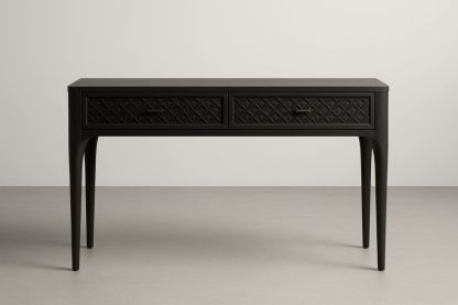 Table Console en Bois Noir avec Deux Tiroirs 120x40x75 cm