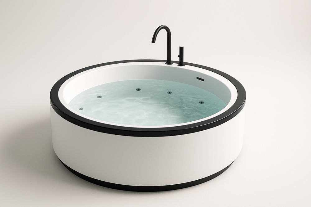 Baignoire Ronde en Acrylique Blanc/Noir