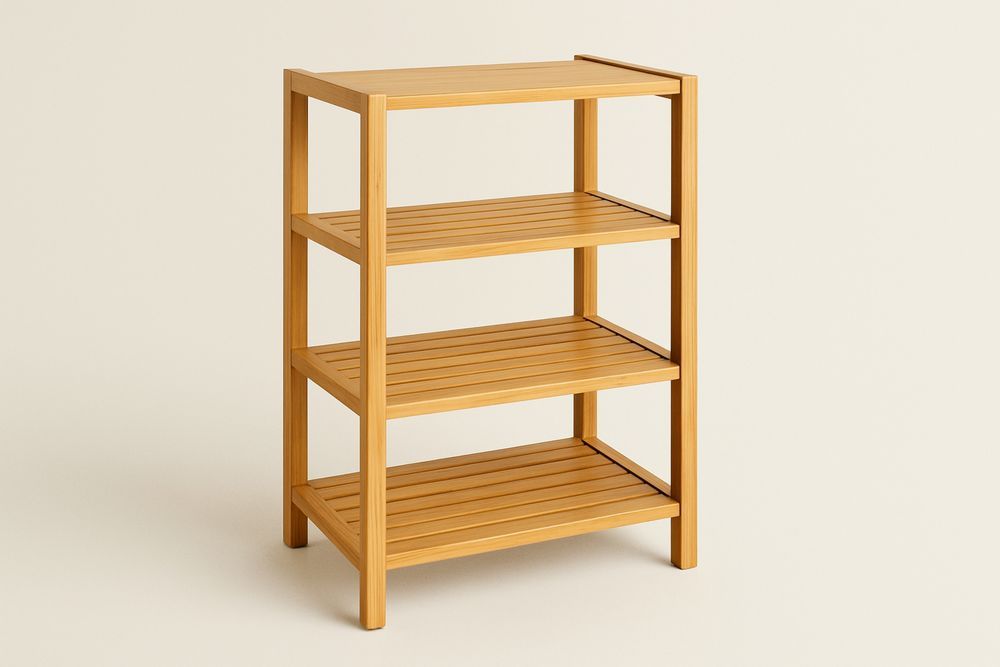 Étagère de rangement en bambou à 4 niveaux, couleur naturelle