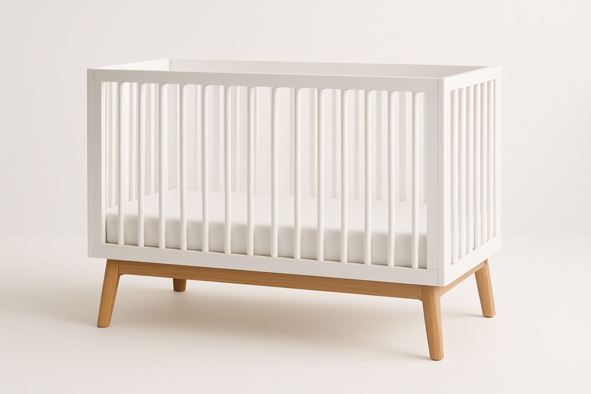 Lit bébé blanc MDF et pin 120x60 cm