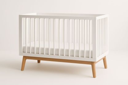 Lit bébé blanc MDF et pin 120x60 cm
