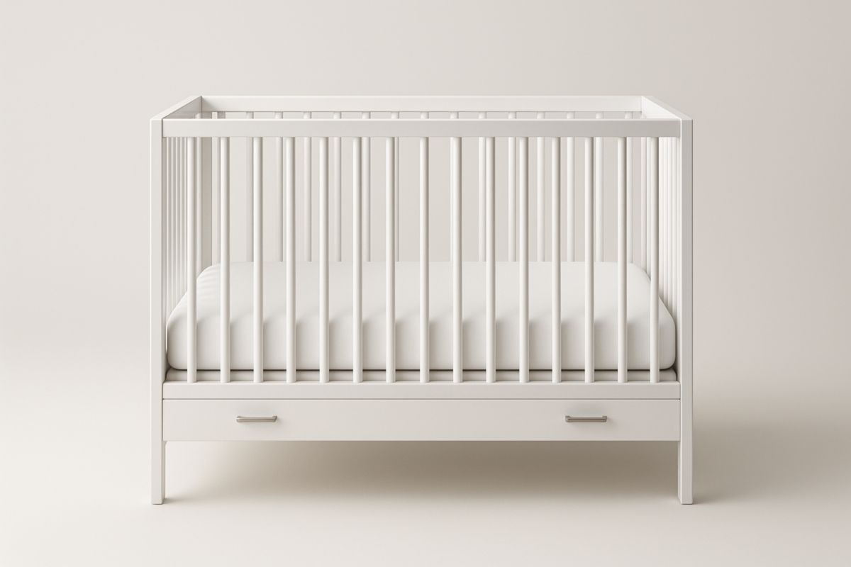 Lit bébé à barreaux en bois avec tiroir 120x60 cm