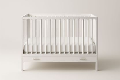 Lit bébé à barreaux en bois avec tiroir 120x60 cm