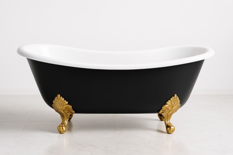 Baignoire Îlot Acrylique Pieds Métal Doré 170cm Noir/Blanc