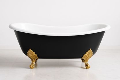 Baignoire Îlot Acrylique Pieds Métal Doré 170cm Noir/Blanc