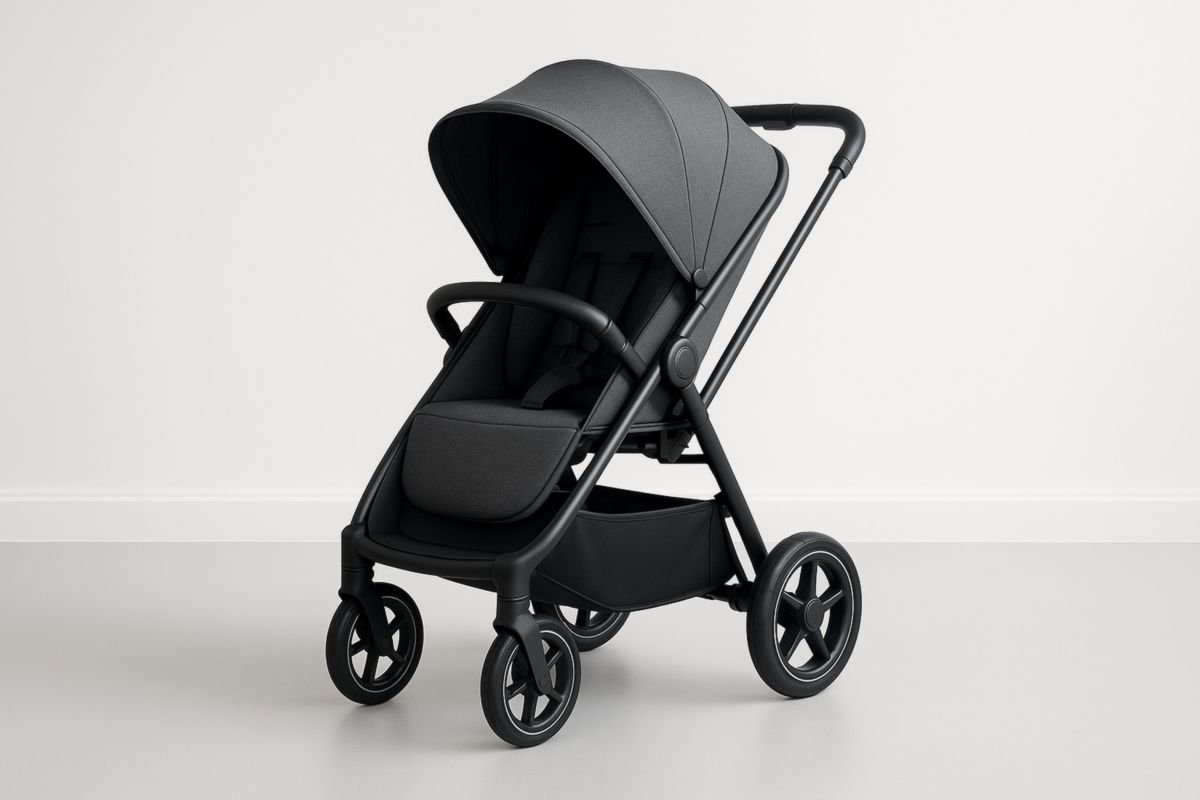 Poussette Bébé en Aluminium Gris Réglable et Pliable