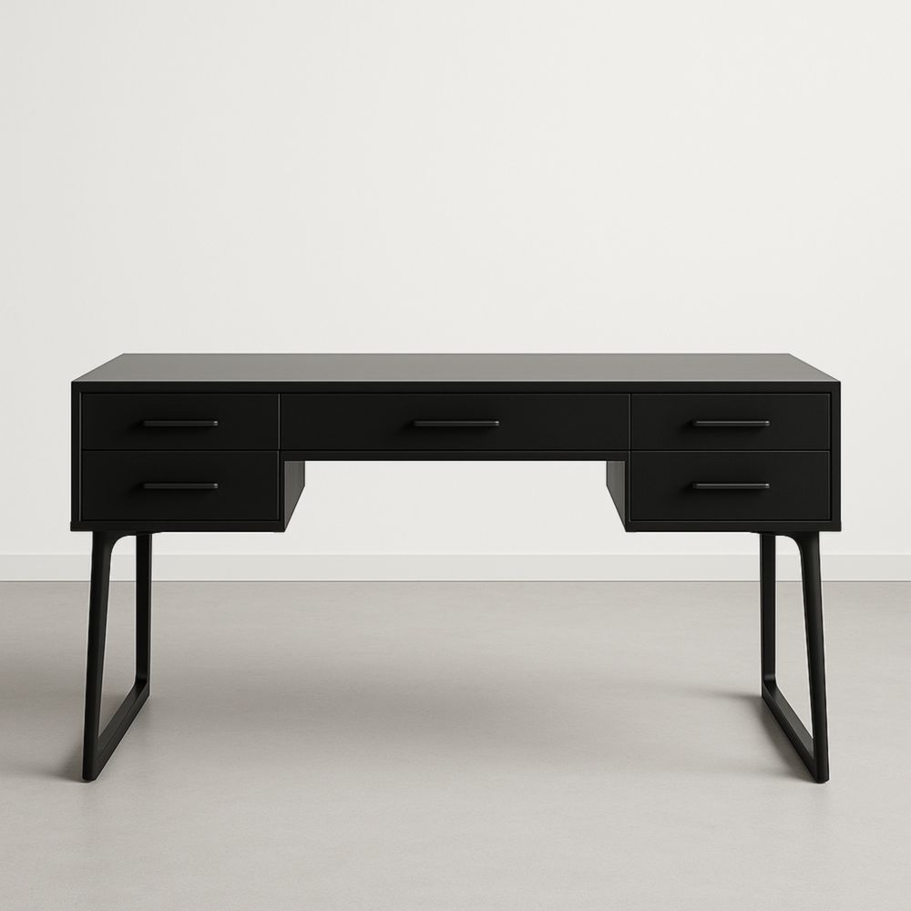 Bureau Rectangulaire Noir MDF Métal 150cm