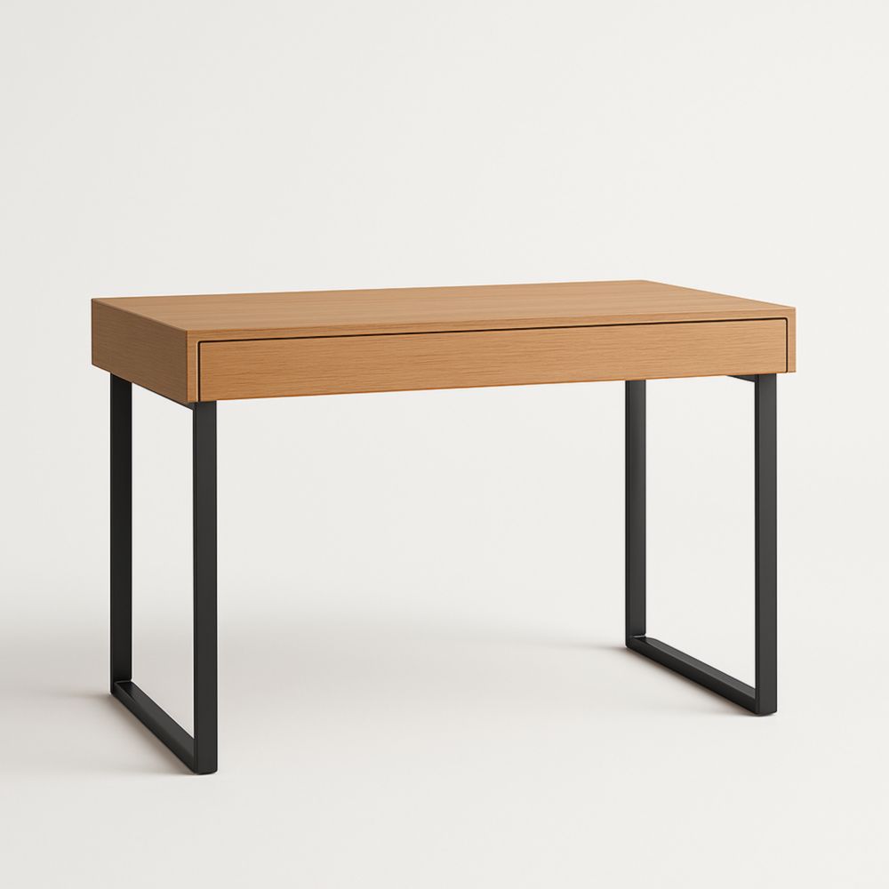 Bureau rectangulaire en bois et métal 120x60x75 cm Marron Noir