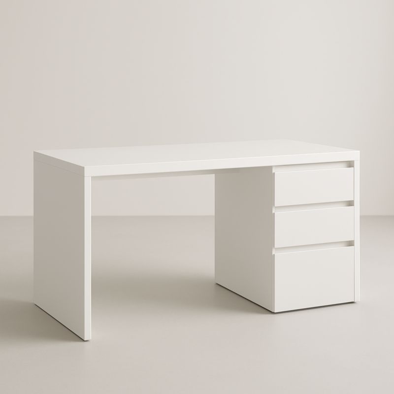 Bureau en MDF Blanc avec Tiroirs 140x60x75cm