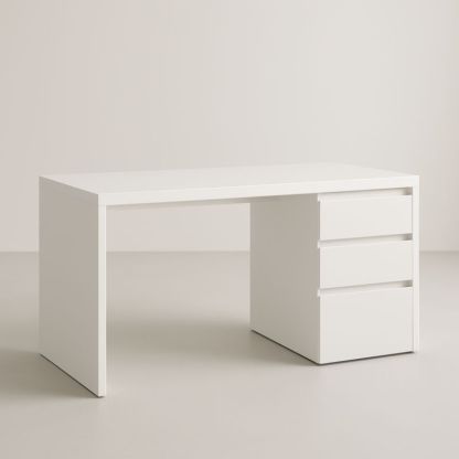Bureau en MDF Blanc avec Tiroirs 140x60x75cm