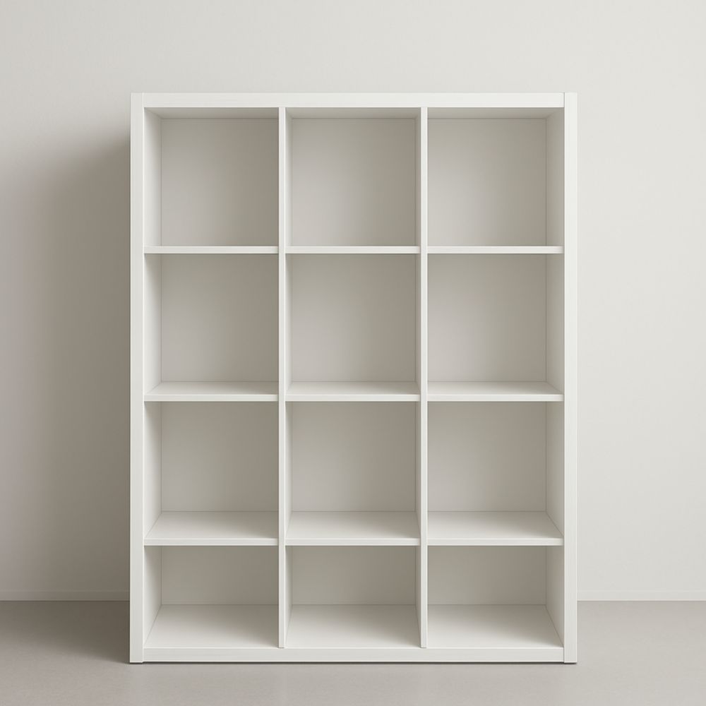 Étagère modulaire rectangulaire 12 cases MDF Blanc
