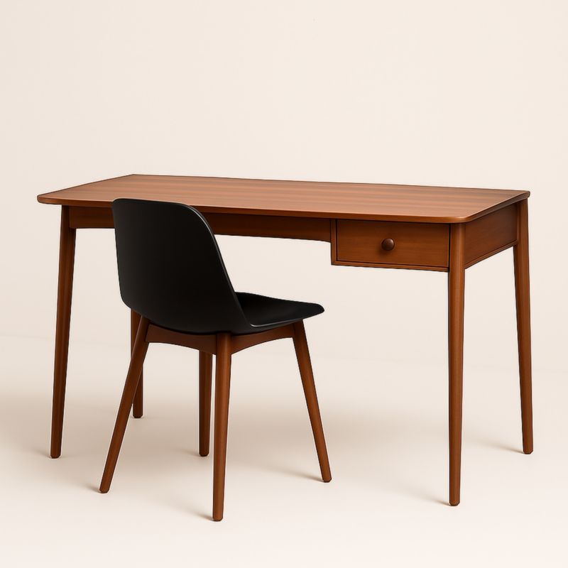 Bureau en Bois avec Chaise Noire