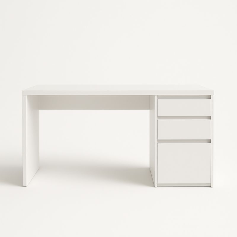 Bureau en bois avec tiroirs 143x50x75 cm Blanc