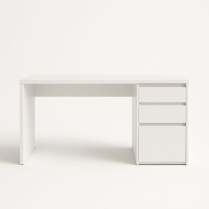 Bureau en bois avec tiroirs 143x50x75 cm Blanc