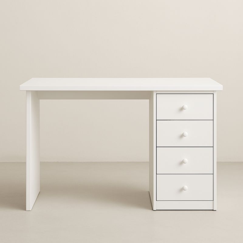 Bureau blanc avec 4 tiroirs en bois