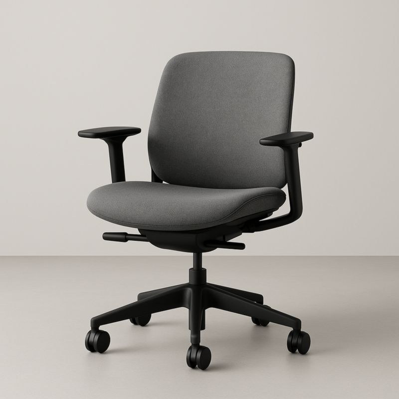 Chaise de bureau en tissu gris avec base réglable