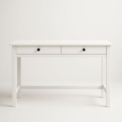 Bureau rectangulaire blanc avec tiroirs en bois MDF