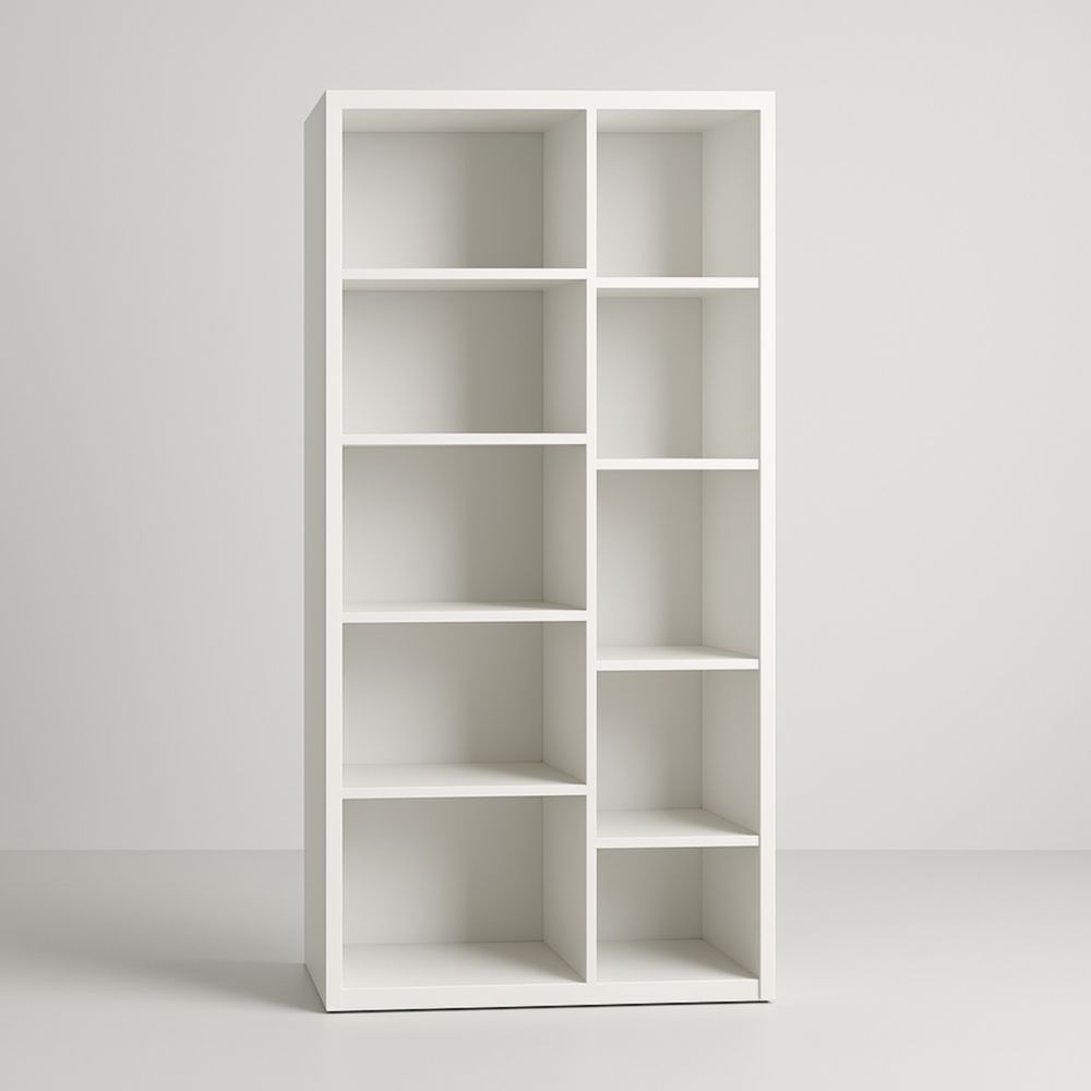 Bibliothèque en bois blanc 10 compartiments 192 cm
