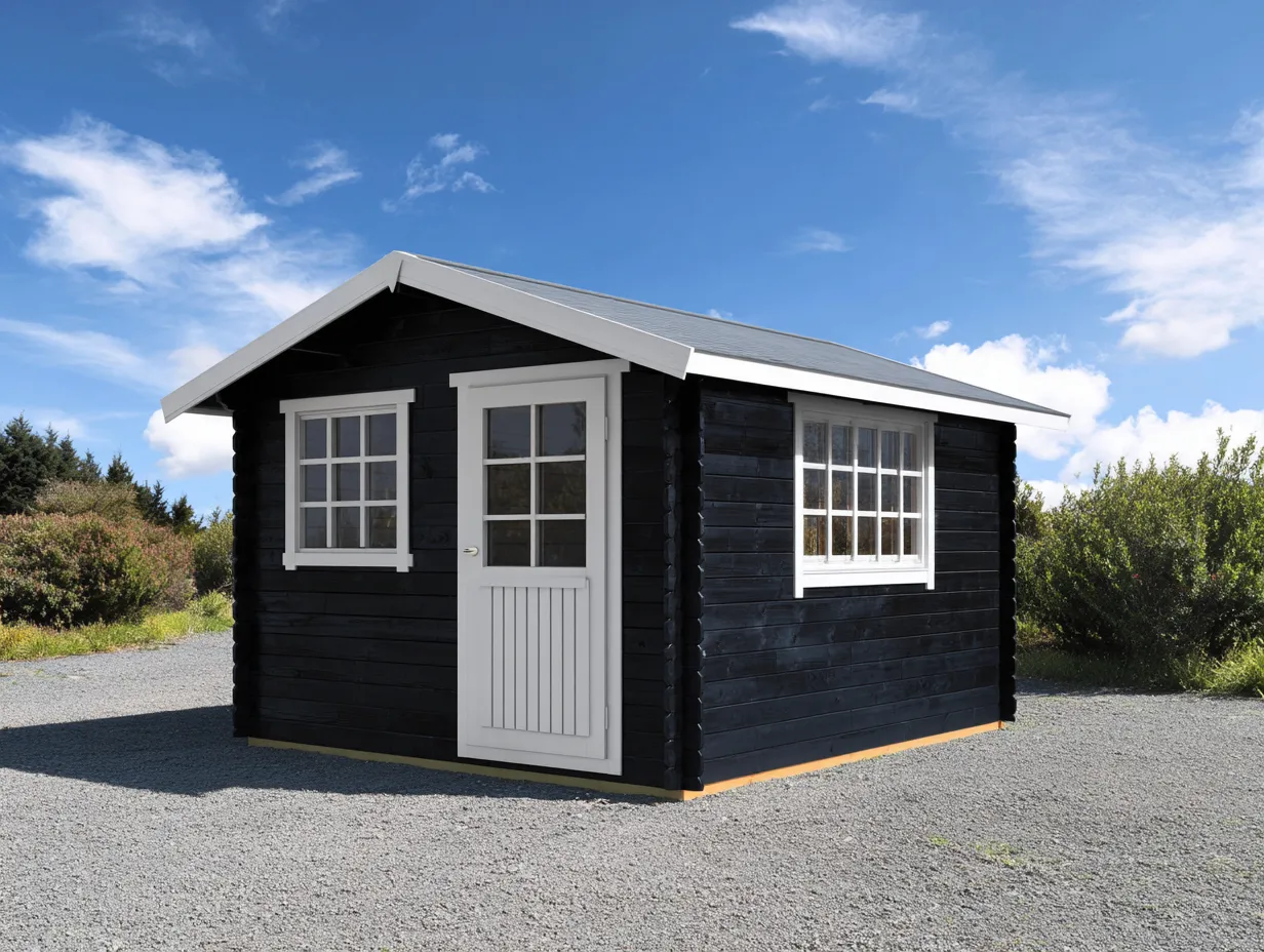 Caseta de jardín de madera 240x200x220 cm - negro/blanco - para exterior - almacenamiento de jardín