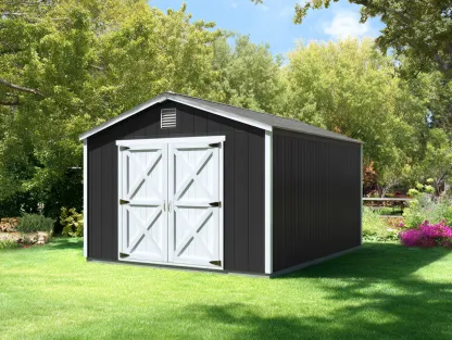 Caseta de jardín de madera 240x180x215 cm - negro/blanco - para exterior - almacenamiento de jardín