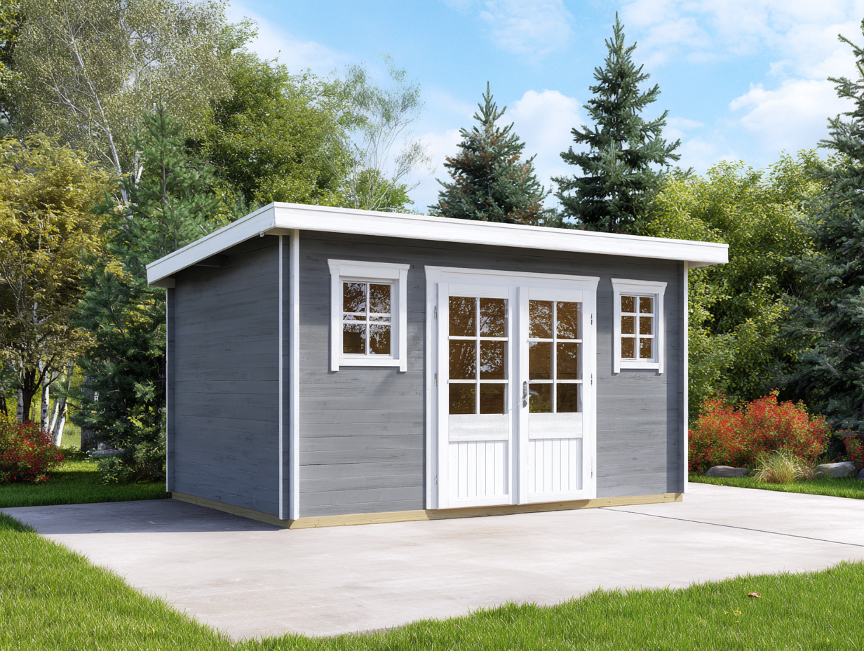 Caseta de jardín de madera 240x200 x220cm - gris/blanco - para almacenamiento exterior estilo clásico