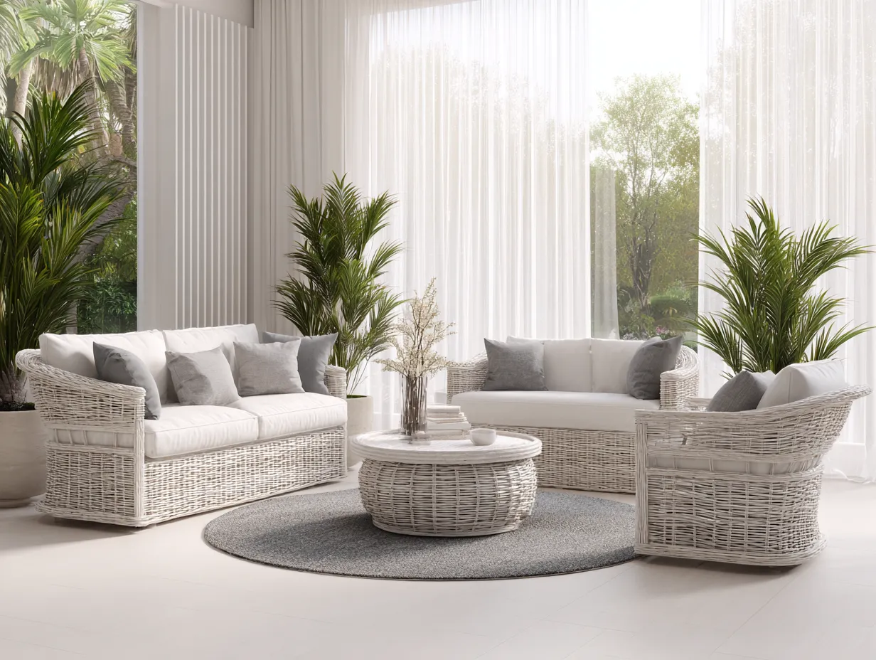 Conjunto de sofá y sillón de jardín ratán sintético - sofá 175x88x80cm - blanco - uso exterior - diseño moderno