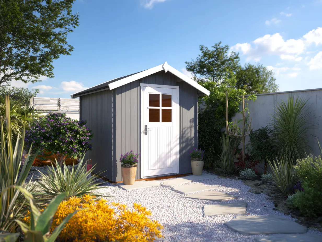 Caseta de jardín de madera 160x120x200 cm - gris/blanco - para exterior - almacenamiento de jardín