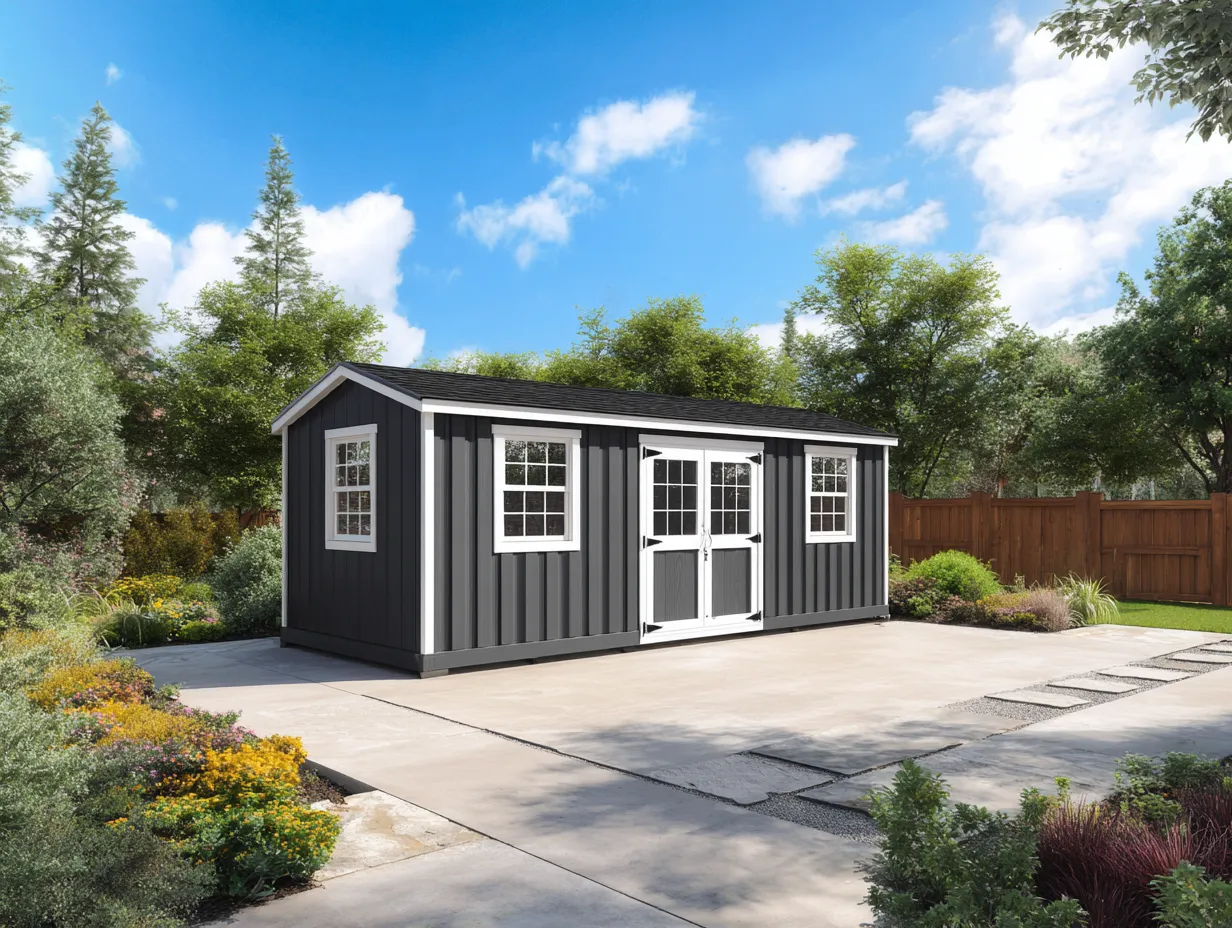 Caseta de jardín de madera 400x240x250cm - gris oscuro y blanco - almacenamiento exterior estilo moderno