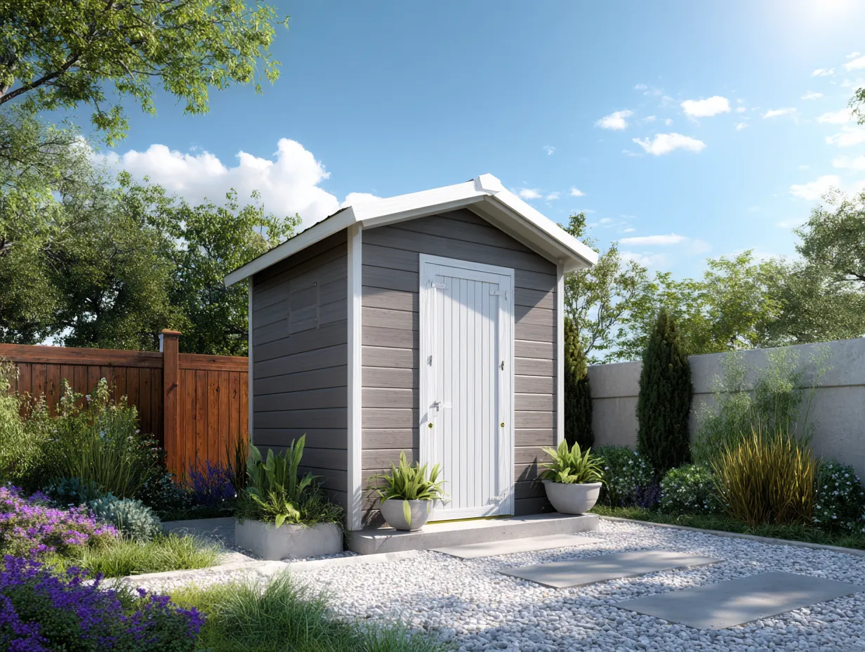 Caseta de jardín de madera 180x120x220 cm - gris/blanco - para exterior - almacenamiento exterior