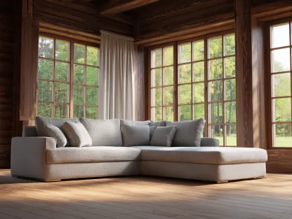 Sofá rinconera tapizado en tela 275x160x85 cm - beige claro - para salón - diseño contemporáneo