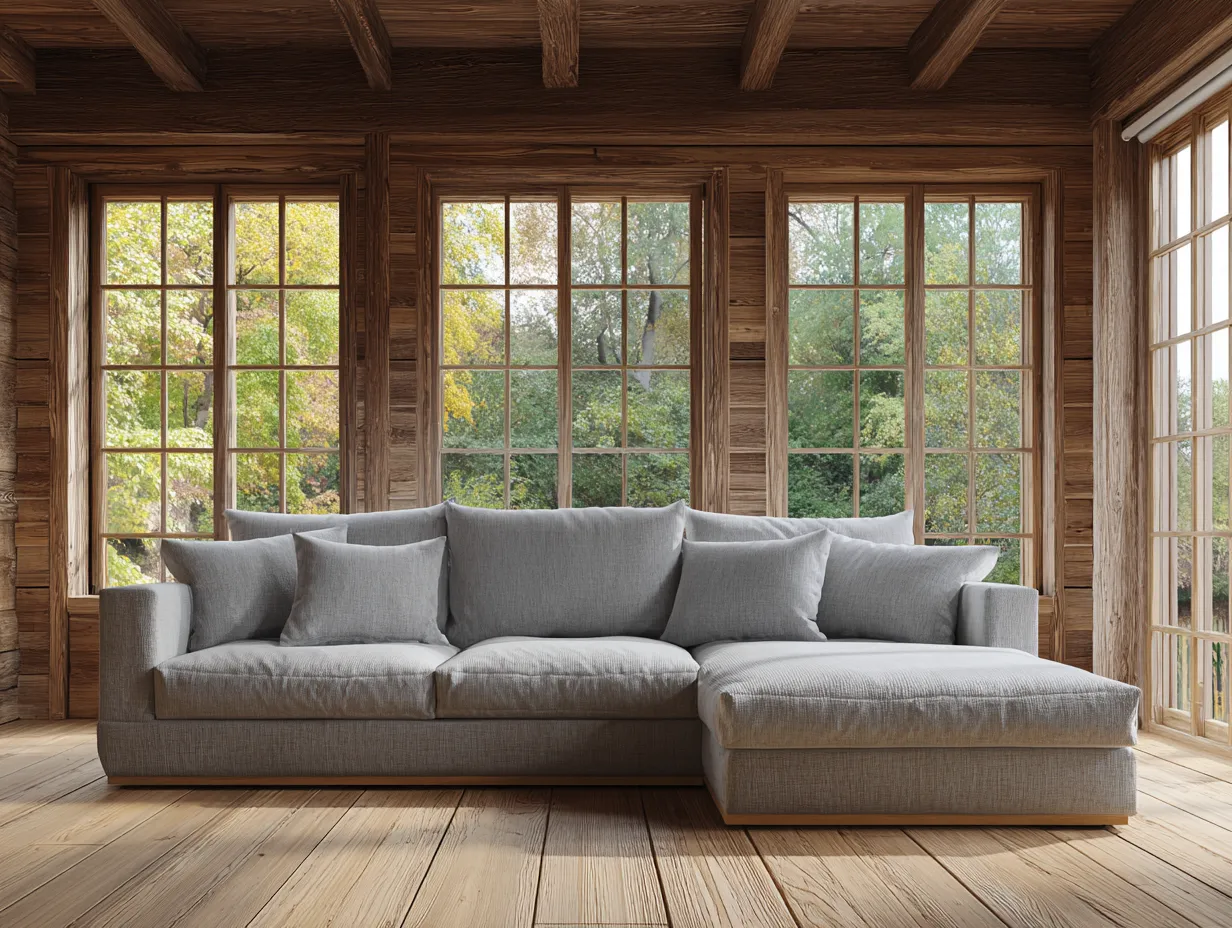 Sofá rinconera tapizado en tela 270x165x88 cm - gris claro - para salón - diseño contemporáneo