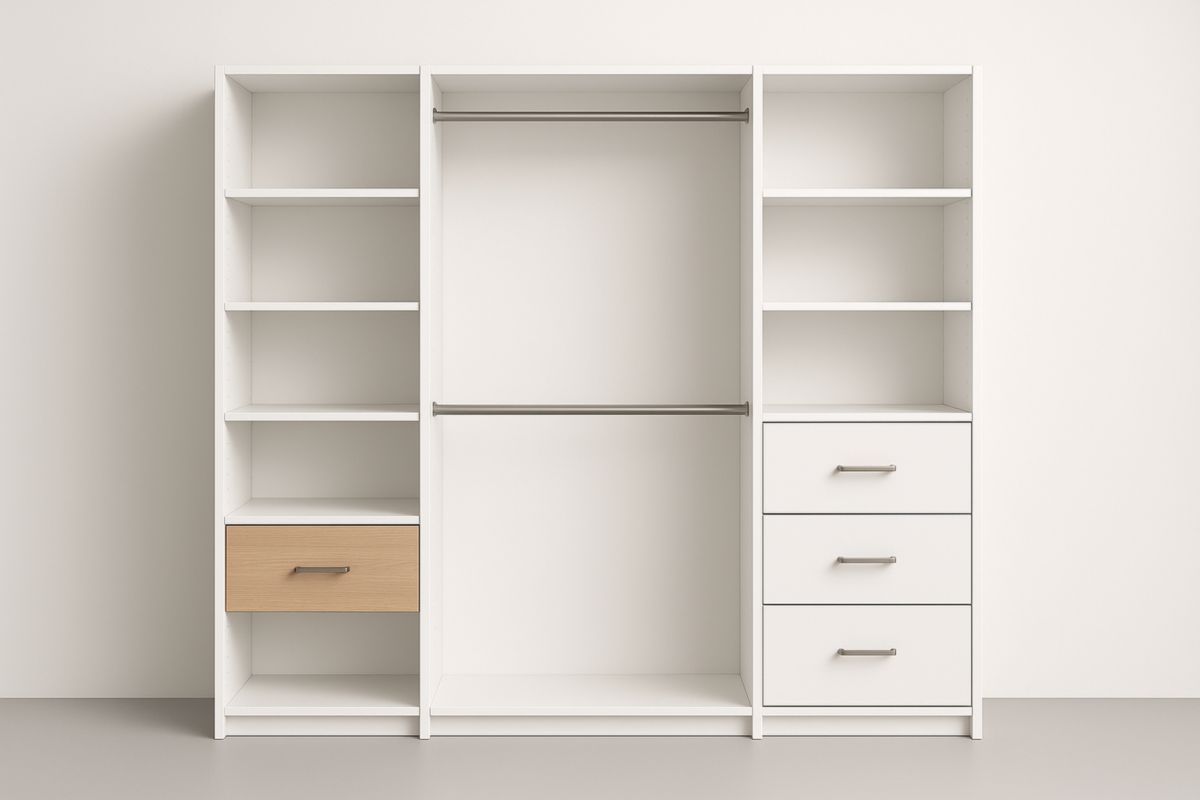 Armoire de rangement modulaire blanche MDF chêne 200x160x50 cm