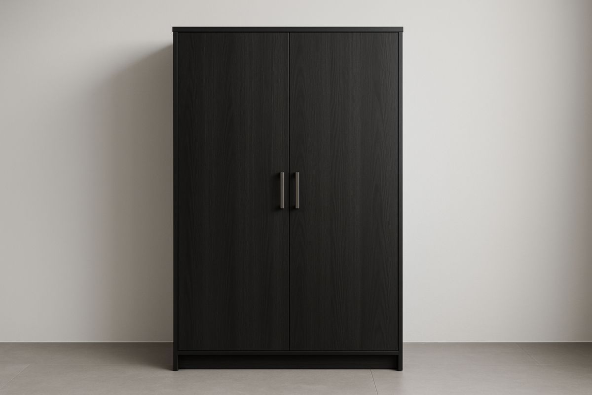 Armoire en Bois Noir avec Portes Battantes 183x100x58 cm