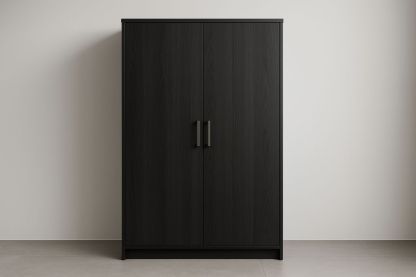 Armoire en Bois Noir avec Portes Battantes 183x100x58 cm