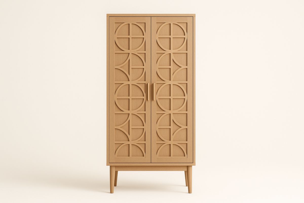 Armoire en Bois avec Portes Sculptées 120x60x200 cm