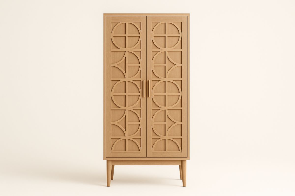 Armoire en Bois avec Portes Sculptées 120x60x200 cm