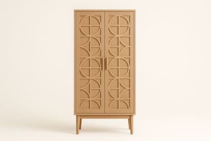Armoire en Bois avec Portes Sculptées 120x60x200 cm
