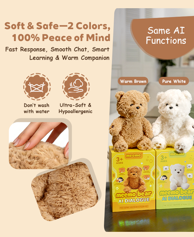 The Fastest-Response AI Talking Plush Toy for Kids Ages 3+, Rechargeable Interactive Companion with Multi-Language Support, Soft Smart Stuffed bear for Boys & Girls, Preschool Educational Learning Gift for Birthday & Holidays
