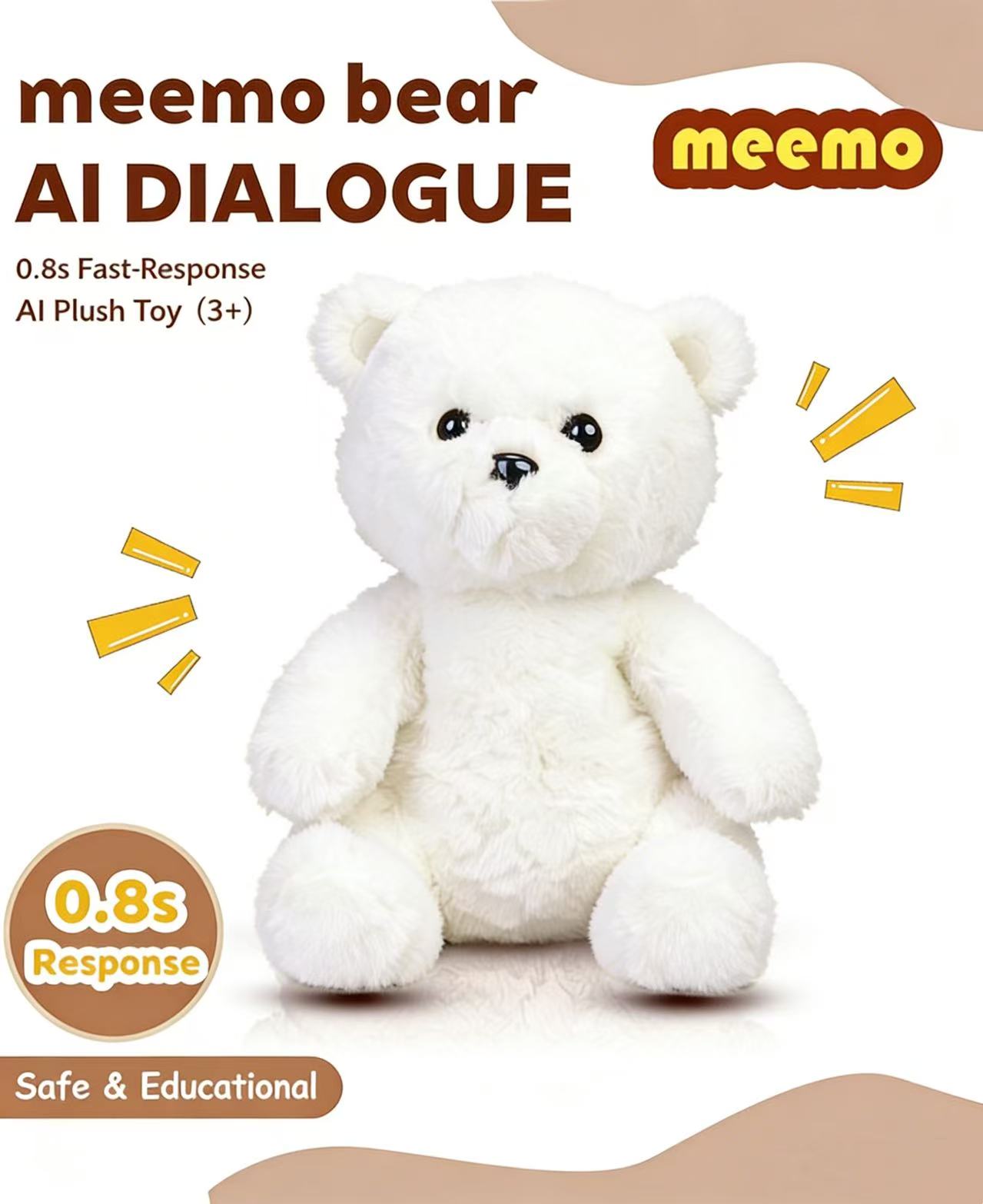 The Fastest-Response AI Talking Plush Toy for Kids Ages 3+, Rechargeable Interactive Companion with Multi-Language Support, Soft Smart Stuffed bear for Boys & Girls, Preschool Educational Learning Gift for Birthday & Holidays