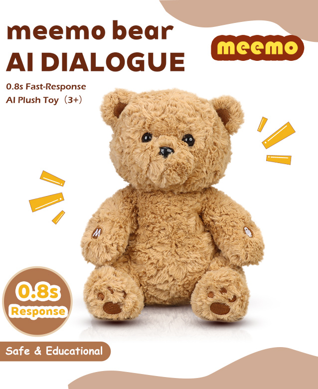 The Fastest-Response AI Talking Plush Toy for Kids Ages 3+, Rechargeable Interactive Companion with Multi-Language Support, Soft Smart Stuffed bear for Boys & Girls, Preschool Educational Learning Gift for Birthday & Holidays