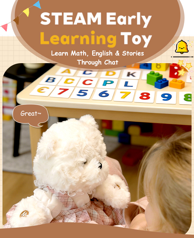 The Fastest-Response AI Talking Plush Toy for Kids Ages 3+, Rechargeable Interactive Companion with Multi-Language Support, Soft Smart Stuffed bear for Boys & Girls, Preschool Educational Learning Gift for Birthday & Holidays