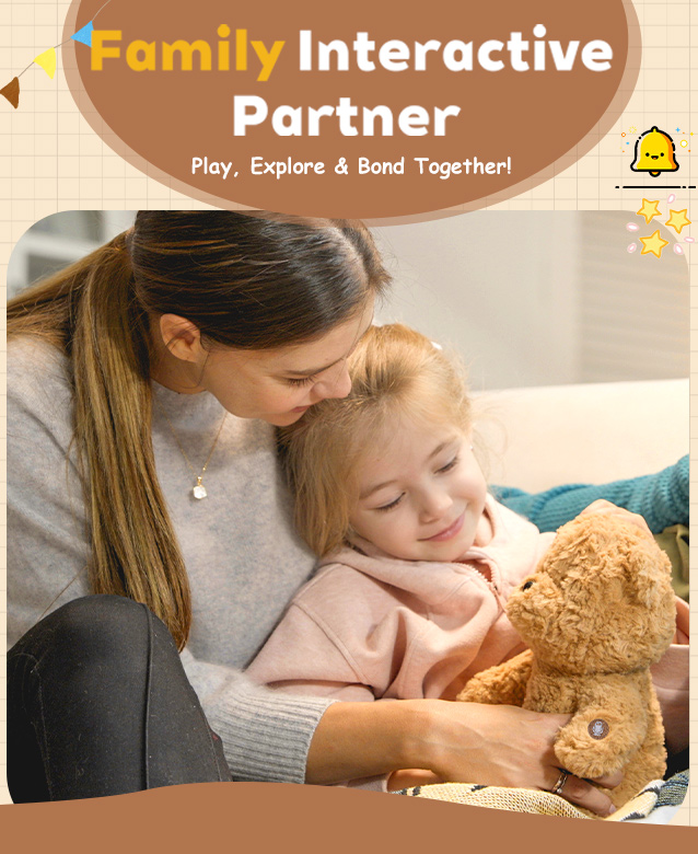 The Fastest-Response AI Talking Plush Toy for Kids Ages 3+, Rechargeable Interactive Companion with Multi-Language Support, Soft Smart Stuffed bear for Boys & Girls, Preschool Educational Learning Gift for Birthday & Holidays